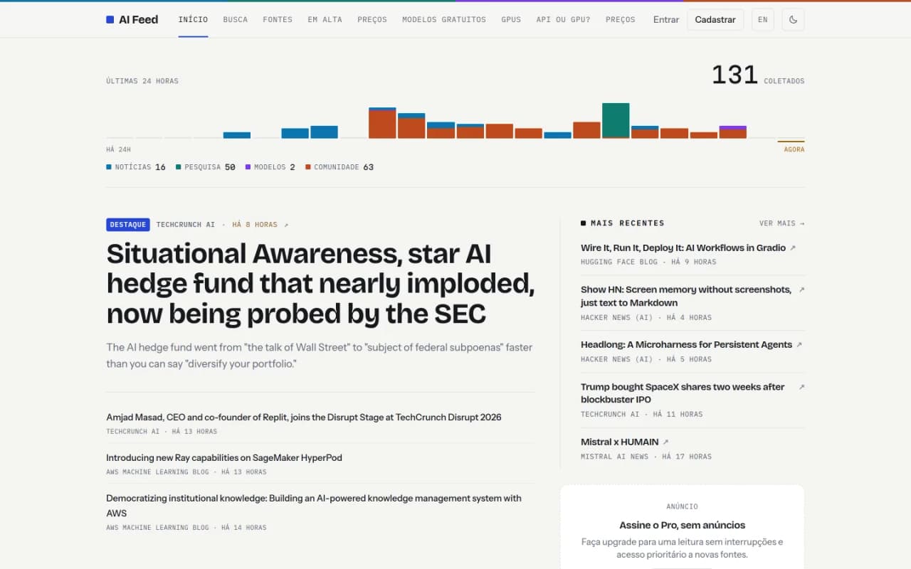 AI Feed — screenshot of the site built by Privum