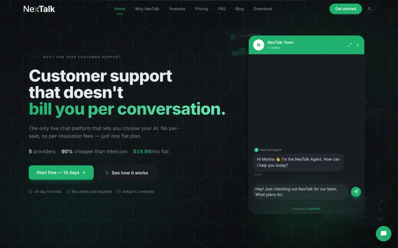 NexTalk — screenshot of the site built by Privum