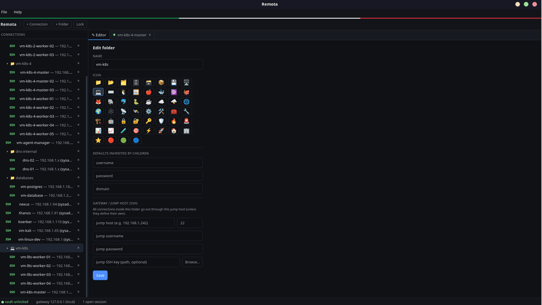 Folder & credential editor