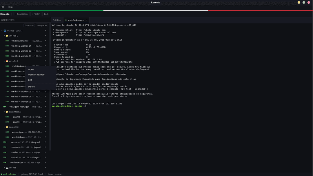 Tabbed SSH session