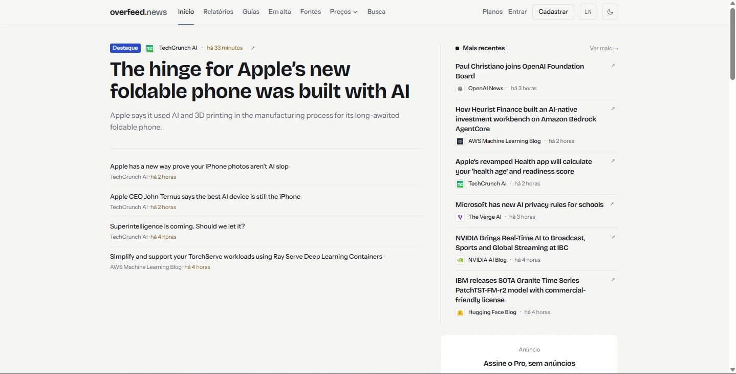 Overfeed — captura de pantalla del sitio creado por Privum