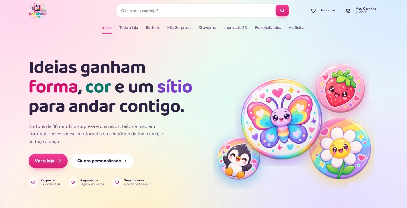 Raiinbow Craft — captura de pantalla del sitio creado por Privum