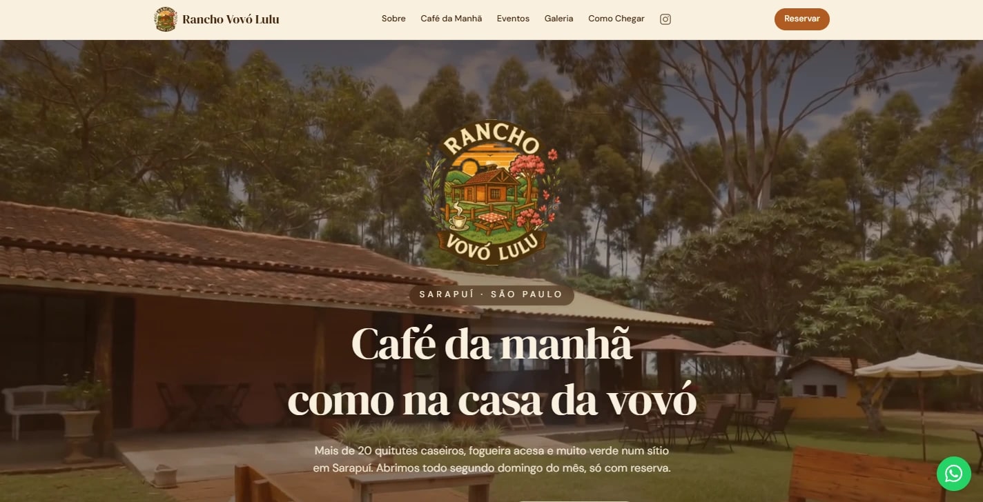 Rancho Vovó Lulu — captura de pantalla del sitio creado por Privum