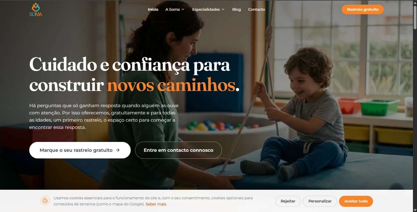 Soma Terapias — captura de pantalla del sitio creado por Privum